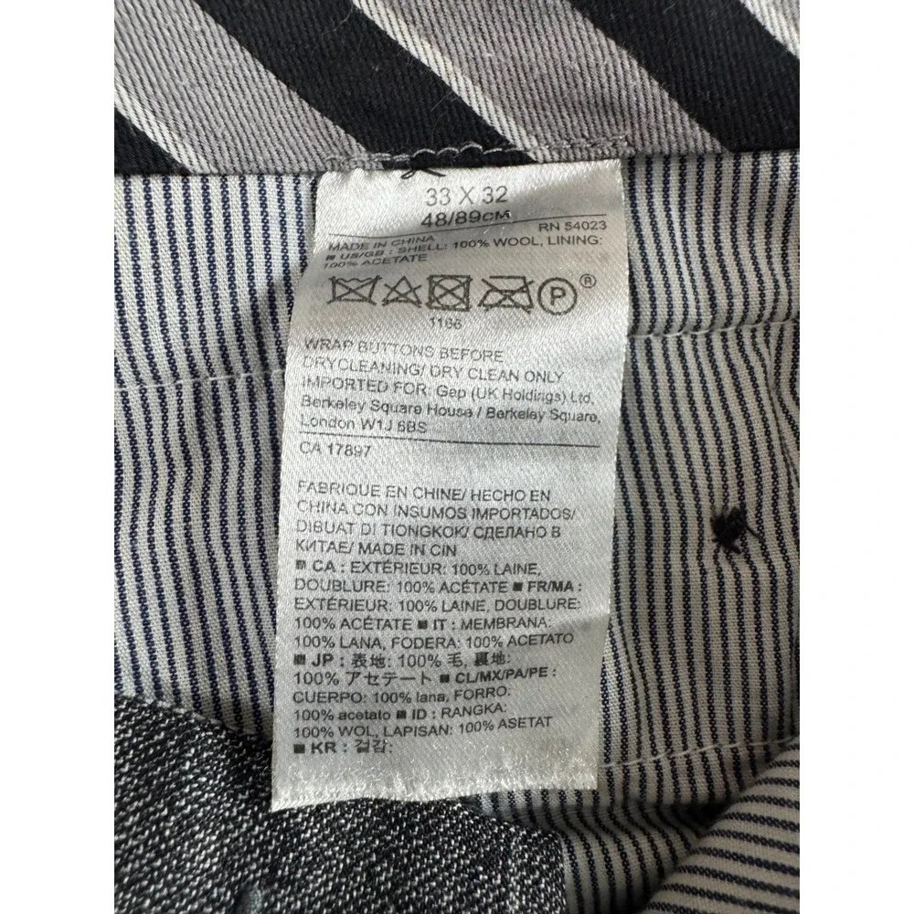 Banana Republic Wool Dress Pants Mens 33x32 Gray Check Slim Fit Workwear